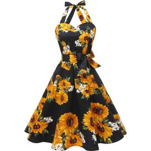 Topdress Women'sVintage Polka Audrey Dress 1950s Halter Retro Cocktail Dress  S