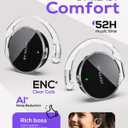 On Ear Headphones Bluetooth 5.4, Noise Cancelling Open Ear Headphones Wireless, Water-Drop Shaped Clip On Sport Headset Bluetooth with 4 Microphone, Comfort Fit Earphones with Long Battery Life