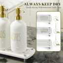 Cisily Kitchen Soap Dispenser Set Comes with Ceramics Sponge Holder, Gold Pumps, and Instant Dry Tray, Hand and Dish Soap Dispenser Set (4, Gold + White + Brush Holder)