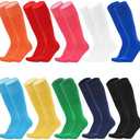 10 Pairs Kids Soccer Socks Stretchy Knee High Tube Colorful Football Athletic Team Socks for Boys Girls