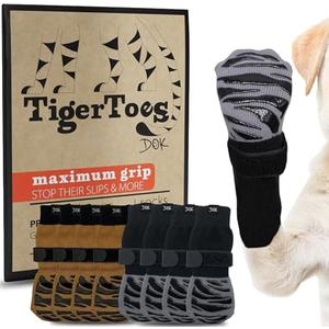 DOK TigerToes Premium Non-Slip Dog Socks for Hardwood Floors Color Bundle (Size S) - Extra-Thick Grip That Works Even When Twisted - Prevents Licking, Slipping, and Great for Dog Paw Protection