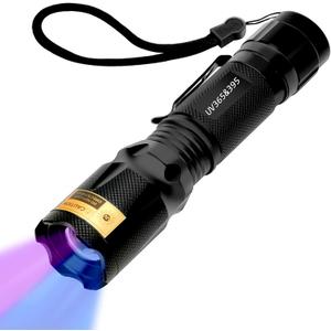 UV Flashlight Black Light- 365nm 395nm Ultraviolet Flashlights, Handheld Blacklight Torch Woods Lamp for Pet Urine Stains Detection, Rocks & Minerals, Glue Curing, Scorpions Finder and Uranium Glass