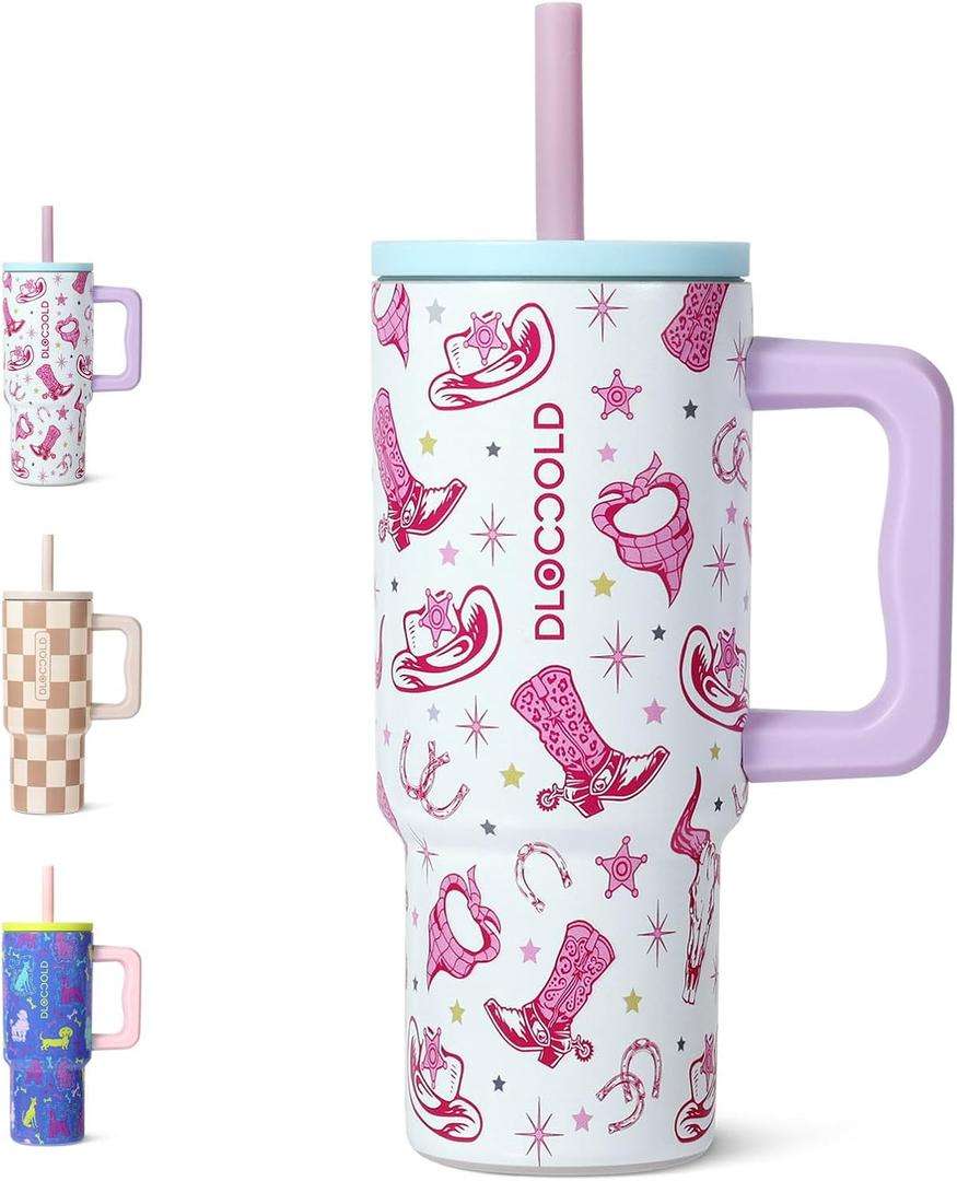DLOCCOLD Kids 24 oz Tumbler with Handle and Silicone Straw Lid, Leakproof Insulated Tumbler with Spill Resistant Lid, Reusable Stainless Steel Tumbler Mug for Kid Boy Girl, Cupholder Friendly BPA Free