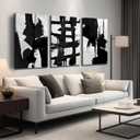 Black and White Abstract Artwork for Bedroom Walls Big Modern Wall Decor for Living Room 3 Piece Art for Office Size 24 x 36 Inch