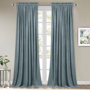 StangH Velvet Room Darkening Curtains - Stone Blue Privacy Doorway Dividers Thermal Insulated Window Curtain Panels for Nursery Bedroom/Office/Closet, W52 x L90, 2 Panels