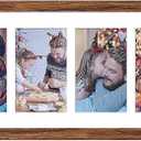 8x26 Collage Frame with 6 Openings 4X6 Pictures, Multiple Picture Frame with Mat, Wall or Tabletop Decor, Carbonized Brown Wood Grain (1 Pack)