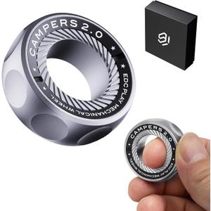 Fidget Spinner for Stress Relief  DIY Magnetic Fidget Ring with Engaging Sounds, EDC Stainless Steel Toys for Adults & Teens, Perfect for Work, Study, Waiting, Gift and Stocking Stuffer (Silver)