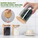 TIPGO Sugar Jar Bath Salt Container 17 oz Glass Jar with Bamboo Lid and Spoon, Sugar Cube Holder and Canister for Countertop, Glass Containers for Coffee Beans, Tea and Overnight Oats (4 Pack)