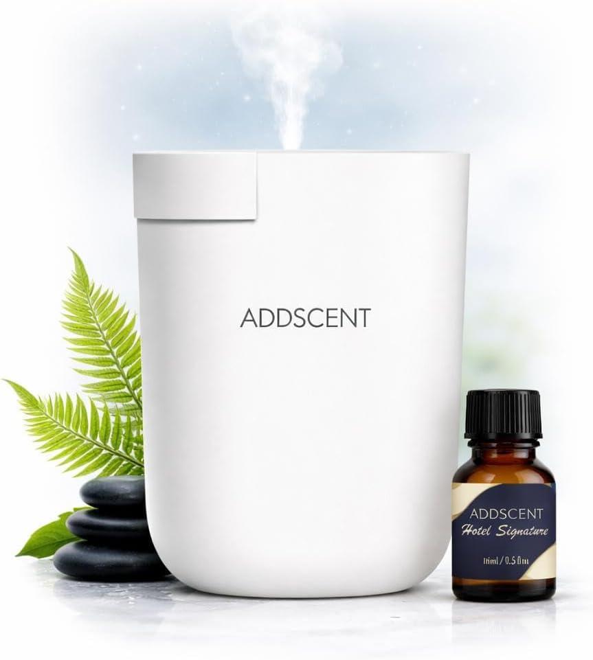 Atom Plug-in Fragrance Oil Diffuser 60ml Capacity, Smart Timer, Adjustable Intensity, Energy Efficient, Compact White Aroma Machine for Home, Office and Spa, Premium Plug in Oil Diffuser