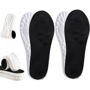 4D Cloud Insoles for Men Women, Breathable Memory Foam Cloud Massage Insoles, Enhanced Arch Support & Cushioned Comfort,Relief Foot Pain,Fits All Shoe Types(2 Pairs-Black, Men 8-9/Women 10-11)