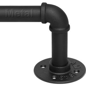 Refrze Curtain Rods for Windows 34 to 48 Inch, 1"Black Curtain Rod Industrial Wrap Around, Adjustable Heavy Duty Blackout Curtain Rods for Ceiling, Bedroom, Outdoor Patio