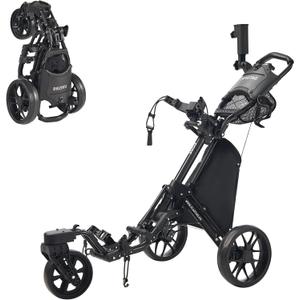 FLAGTAG Golf Push Cart 3 Wheel with 360 Swivel Front Wheel,Lightweight and Foldable Walking Golf CartOne-Click Foldable,with Foot Brake