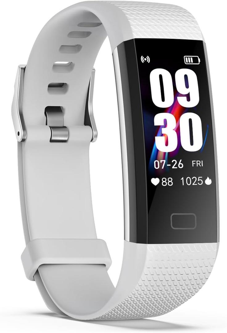 ENGERWALL Fitness Tracker with Step/Distance/Calories Counter, Activity Tracker with Heart Rate Monitor, Slim Style Watch IP68 Waterproof, Sleep Monitor Tracker, Pedometer Watch for Women Men Kids (Grey)