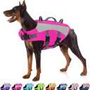 Large Dog Life Jacket, XL Dog Life Vest for Swimming, Reflective Pet Lifejacket Swimming Vest with High Buoyancy Rescue Handle, Lightweight Pet Safety Lifesaver for Boating, Hot Pink XL