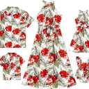 PATPAT Family Hawaiian Matching Outfits Mommy and Me Outfits Caribbean Vacation Summer Tropical Halter Sundresses and Shirts