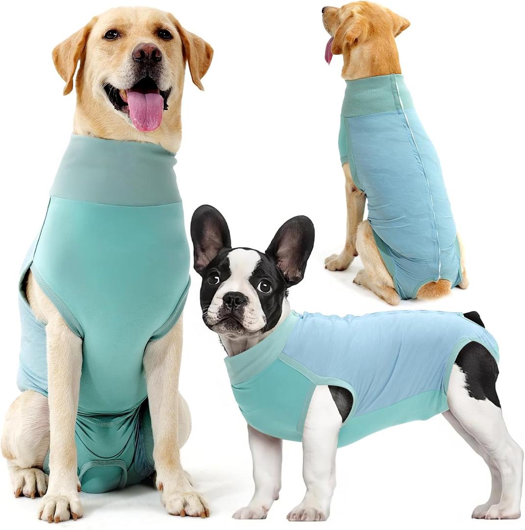 Dotoner Dog Surgery Recovery Suit Dog Suit for Male Female Neuter Anti-Lick Abdominal Wounds Bite Protective Outfit Alternative E-Collar & Cone Breathable Spay Suit for Medium Large Dogs "XS"
