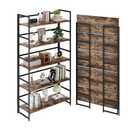 BHG Vintage Multifunctional Folding Bookshelf, No-Assembly Plant Stand Storage Rack Shelves for Home Office, Size: 5-tier Wide