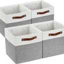 DECOMOMO Fabric Cube Storage Bins - Storage Baskets for Shelves, Cube Storage Organizer for Kallax and Cubbies (Grey & White, 11 inch Cube) - 4 Pack
