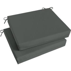Basic Beyond Outdoor Chair Cushions Set of 2, Square Corner Outdoor Cushions for Patio Furniture, Water Resistant Patio Chair Cushions with 2 Ties, 18.5x16x3, Charcoal Grey