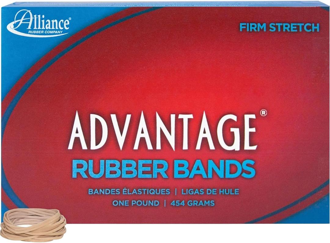 Alliance Rubber 26125 Advantage Rubber Bands Size #12, 1 lb Box Contains Approx. 2500 Bands (1 3/4" x 1/16", Natural Crepe) , Beige