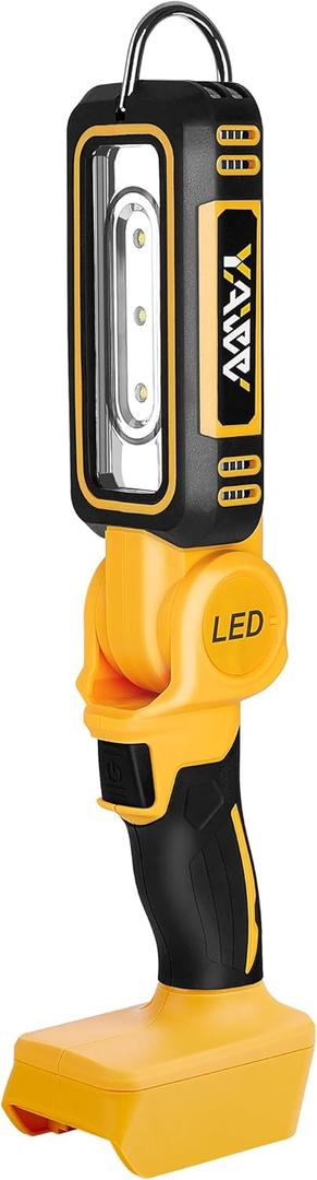 Cordless LED Work Light for Dewalt 20V MAX Battery, Two Levels Adjustable Up to 1000 Lumens with Low Voltage Protection, 140 Degree Rotating Wide-Angle Lighting for Workshop, Camping, Outdoor