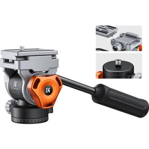 K&F CONCEPT Fluid Head, Silky-Smooth, Stable Tripod Fluid Head for pan and tilt,Arca Swiss-Compatible Fluid Head Mount, max Load 11 lbs/5kg FH-03