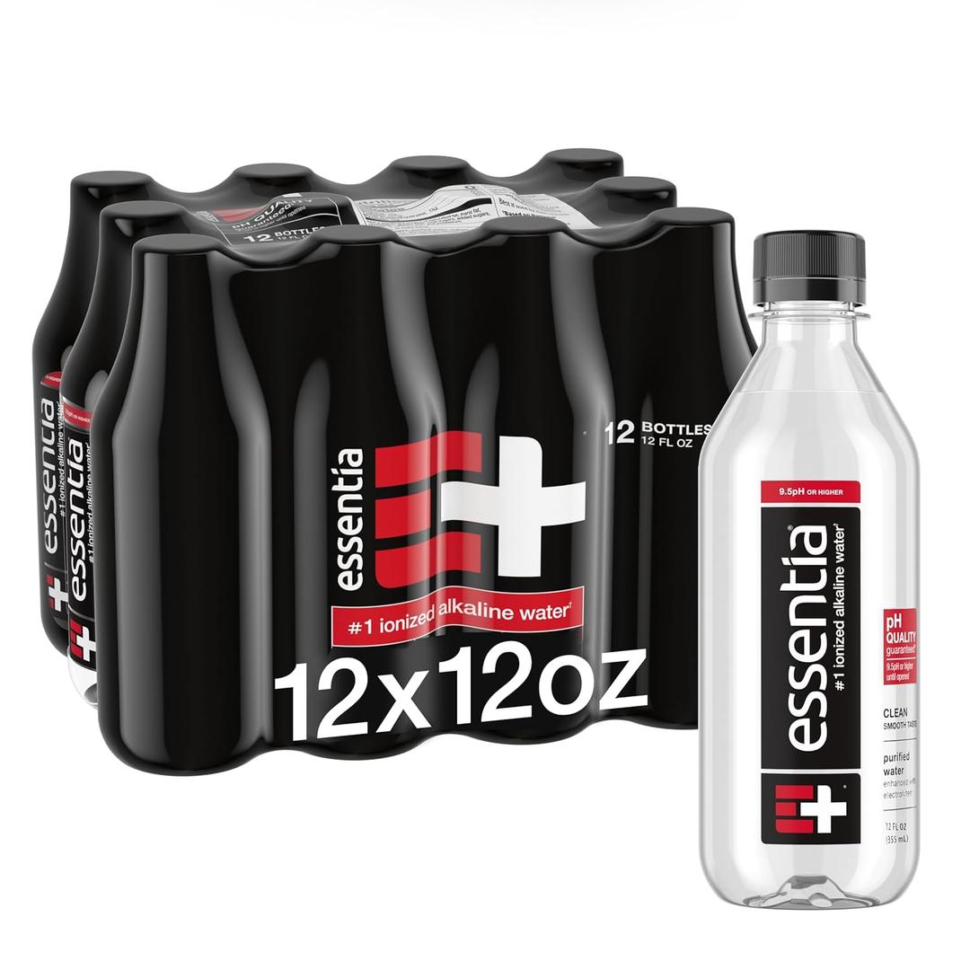 Essentia Water LLC; Ionized Alkaline Bottled Electrolyte Water; 99.9% Pure; 9.5 pH or Higher; Consistent Quality in Every BPA and Phthalate-Free Bottle; 12 Fl Oz (Pack of 12)