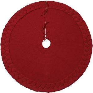 48 Inches Christmas Tree Skirt Red Knitting Pattern Christmas Tree Mat Acrylic Fiber Xmas Skirt for Holiday Decor