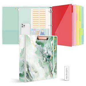 EYROZILL 3 Ring Binder, 2 Inch for Letter Size, 3 Ring Binders with 2 Inerior Pockets & 5PCS Index Dividers, Sealed Bag & Dividers Tabs, PVC Cover, Office, School