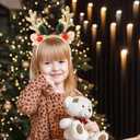 5 x Reindeer Antlers Headband Christmas Hairbands With Gold Glitter Elk Antlers Bell Design