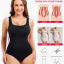 Nebility Womens' Waist Trainer Seamless Round Neck Tummy Control Shapewear Bodysuit (Black, XXXL)