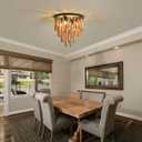 5-Light Semi Flush Mount Ceiling Light Fixture Rustic Wood Chandelier Retro Ceiling lamp Oak and Black with E26 for Farmhouse Kitchen Living Room Entryway Bedroom Dining Room Bathroom.