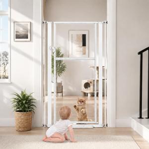 NiceTCU 56” Extra Tall Cat Gate for Doorway, 28-38" Wide Clear Gate