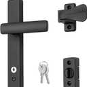 Ideal Security EL Keyed Lever Mount Latch with Deadbolt, Surface Mount Storm Door Handle Replacement, 2 Posts with Tie Down Screw, Matte Black