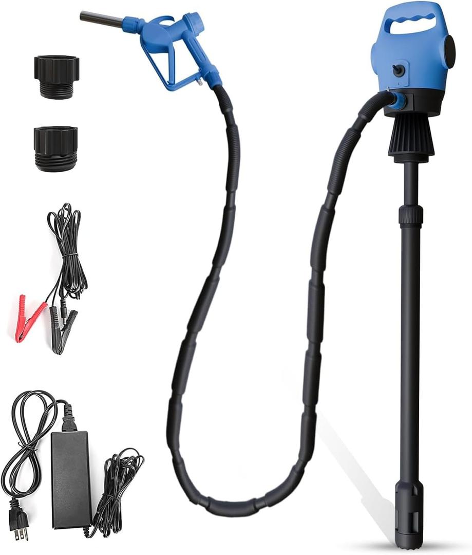 Electric Drum Barrel Pump with 120V AC/12V DC Power,55 Gallon Drum Pump with Built-in 2-Inch Bung Adapter, 5 Gallons Per Minute Flow Rate, for DEF, Diesel, Water, Antifreeze