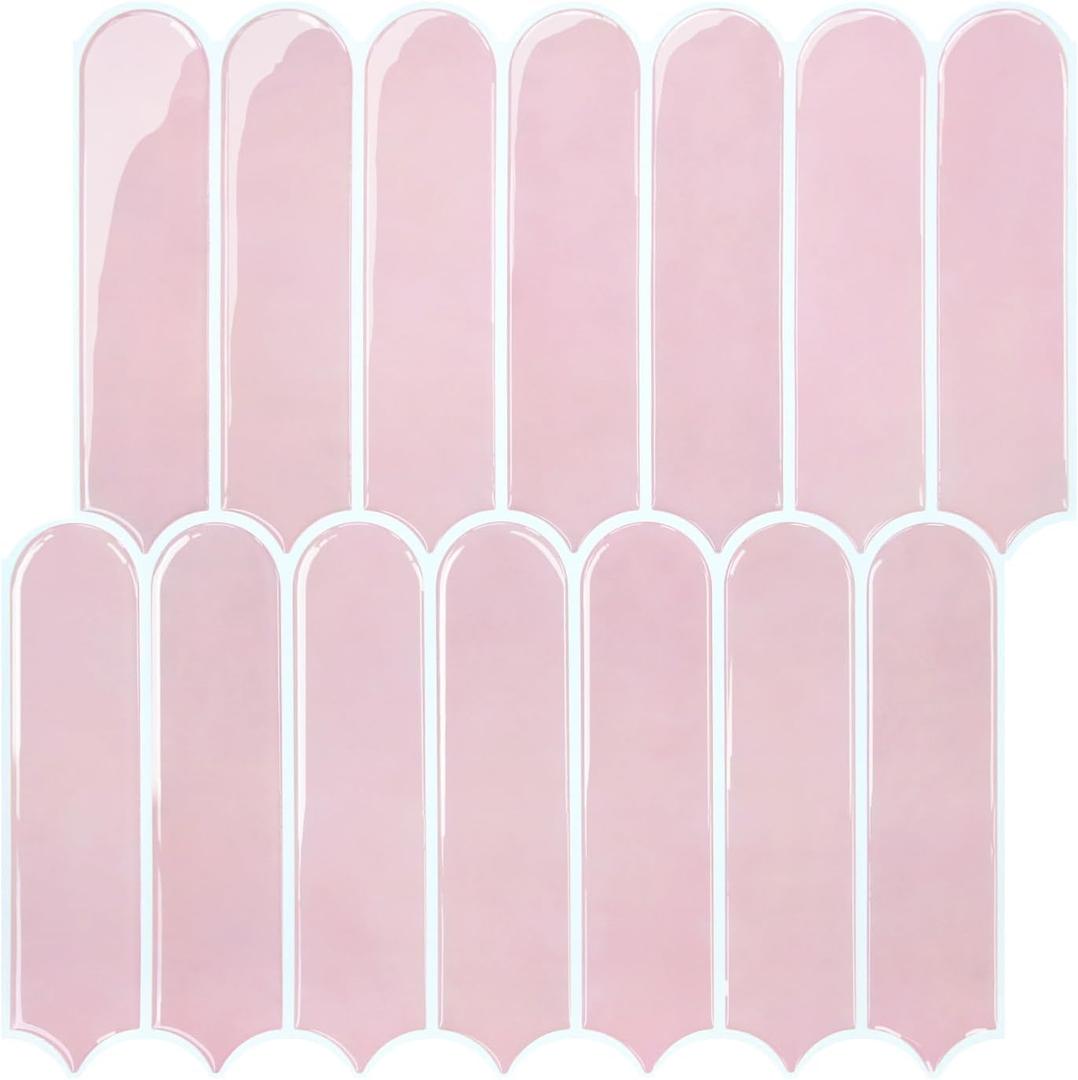 Commomy Thicker Pink Peel and Stick Tile Backsplash 10 pcs of 12" x 12"