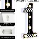 3 x Racing Car Light up Numbers Checkered Birthday Decorations Happy Birthday Light up Sign Racetrack Inspired Decor Cars Theme Birthday Party Decorations Night Light for Racing Party Supplies (Number 1) (White+Black)