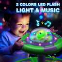 Flooyes Dinosaur Sit and Spin Toys for Toddlers Boys 1 2 3 Years Old, Birthday Gift for Boys Age 2-4 with LED Lights and Music, 360 Spin, Medium, Small