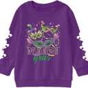 New Orleans Sweatshirts Kids Boys Girls Fat Tuesday Carnival Shirt New Orleans Long Sleeve Pullover Tops 6-12 Years (Purple)