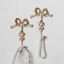 NIKKY HOME Decor Wall Hooks, Gold Bow Wall Hooks for Hanging Coats and Hats, Vintage Mounted Hook Chic Towel Hooks for Bathrooms, Clothing Hook for Bedroom 2PCS