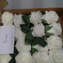 Floroom Artificial Flowers 20pcs Real Looking Ivory High-Centered Foam Fake Roses with Stem for DIY Wedding Bouquets Bridal Shower Centerpieces Floral Arrangements Party Tables Home Decorations