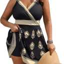 SCOMCHIC Womens Plus Size Swimsuit Swim Dress One Piece Floral Prints Bathing Suit Tummy Control Swim Suits Swimwear (XXXL)