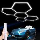 Hexagon LED Garage Light: 25 Pack Updated Bigger Size, 26400LM Super Bright Car Detailing Ceiling LED Shop Light for Warehouse Workshop Gym Basement Car Care Wash Room (White)