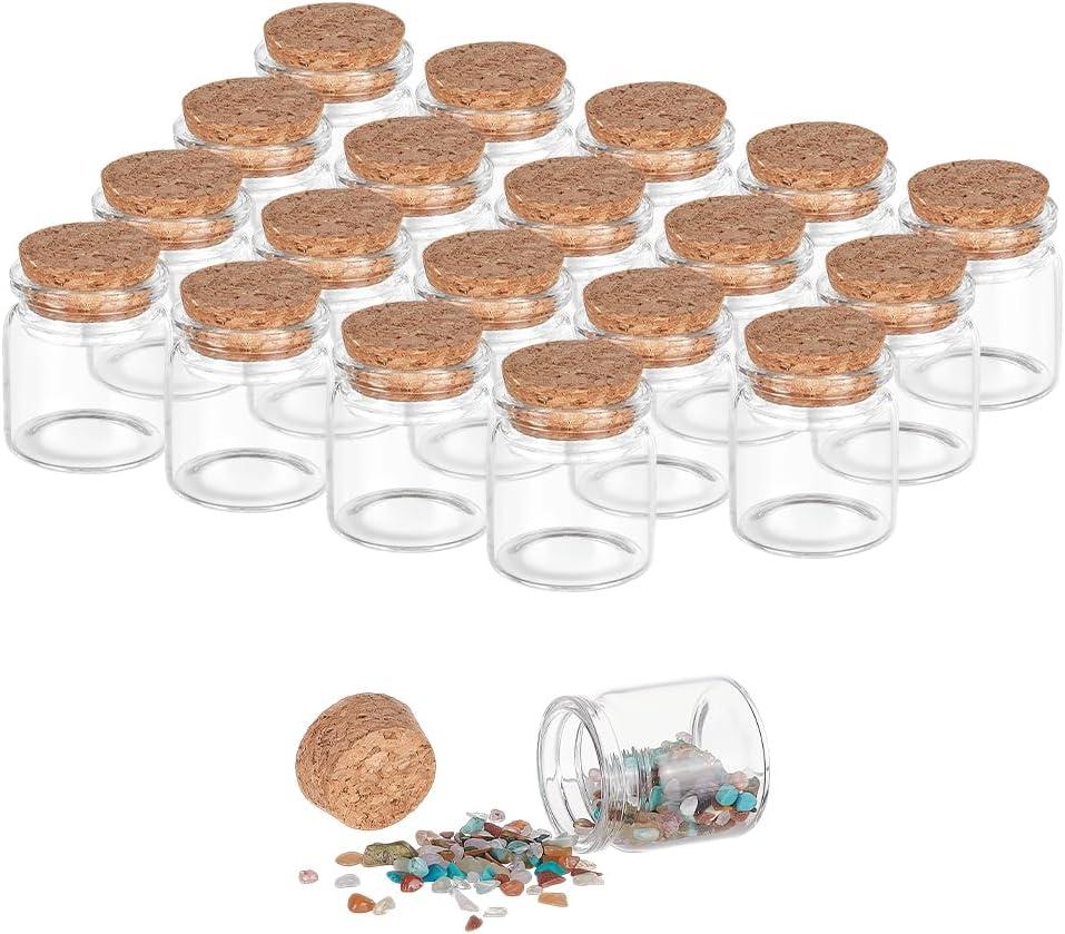 PH PandaHall 20pcs 20ml Glass Bottles with Cork Stoppers, Mini Glass Bottles Small Decorative Bottle Tiny Glass Vials Corks Jars Art Crafts Storage Container for Wedding Birthday Party Favors Decor (1.5x1.9inch)
