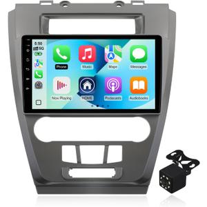 2+64G Android 14 Double Din Car Radio Stereo for Ford Fusion Mondeo Mustang 2009-2012 with 10.1" Touchscreen Radio Built-in Wireless Carplay/Android Auto/GPS/Bluetooth/FM/AUX-in/SWC/Camera