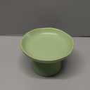 Wide Shallow 6.1" Raised Cat Bowls, Ceramic Elevated Food Bowl for Flat Faced Cats and Small Dogs, Porcelain Feeder Bowl, Stress Free, Protect Cats Spine, Green