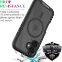 wahhle Compatible with iPhone 16 Case, Magnetic Built in Screen Protector Full Body Shockproof Slim Fit Bumper Protective Phone Cover 6.1'' Men Women-Black/Clear