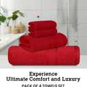 Casa Lino 4 Piece Bath Towel Set | 1 Bath Towel, 2 Wash Cloth, 1 Hand Towels | Bathroom Essentials for New Home, 100% Cotton Luxury Towels, Highly Absorbent Bathroom Set, Red