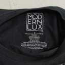 Modern Lux Tee SAVAGE Floral Graphics Top Black Short Sleeves, Size M 
