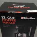Mueller 12-Cup Drip Coffee Maker - Borosilicate Carafe, Auto-Off, Reusable Filter, Anti-Drip, Keep-Warm Function, Clear Water Level Window Coffee Machine, Kitchen Essentials & Accessories (Black)